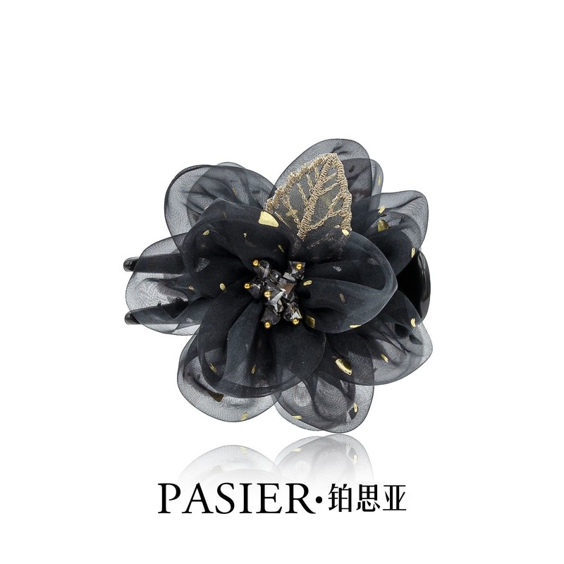 艺丽丝 高级气质款【海棠丸子夹】花朵欧根纱丸子夹优雅简约时尚|undefined
