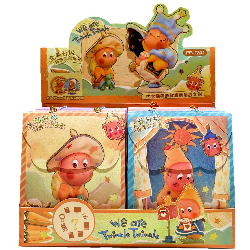 Nuevos productos de papelería bolsas ciegas grandes estrellas de dibujos animados cajas ciegas de alto valor de cara en la moda periférica juego caja ciega conjunto de papelería