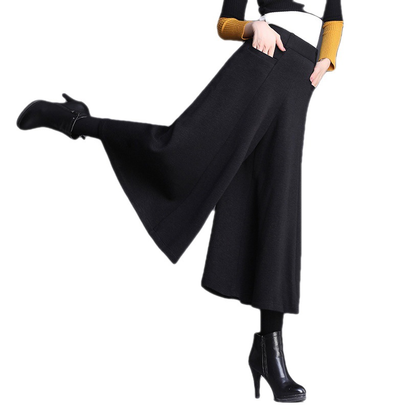 thumbnail image 5 of Pantalones de pierna ancha para mujer Otoño/Invierno Pantalones de lana nuevos Pantalones de siete cuartos Pantalones de mujer de moda Piernas, 5 of 5