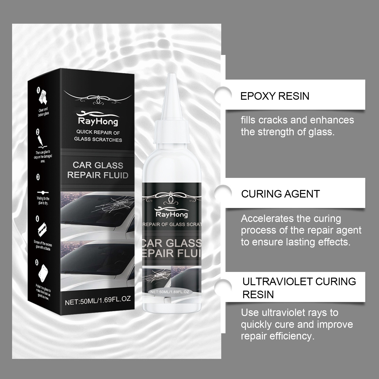 Rayhong Car Glass Care Glue Glass Nano Repair Liquid Quick Crack Repair Glass Care Glue