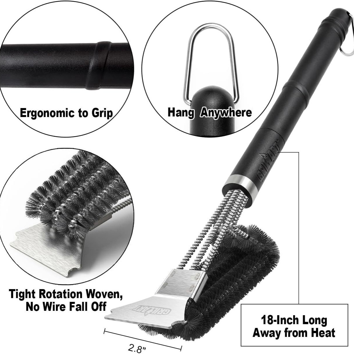 Spot Amazon venta caliente transfronteriza cepillo de limpieza de barbacoa al aire libre BBQ parrilla malla horno cepillo de limpieza de alambre herramienta