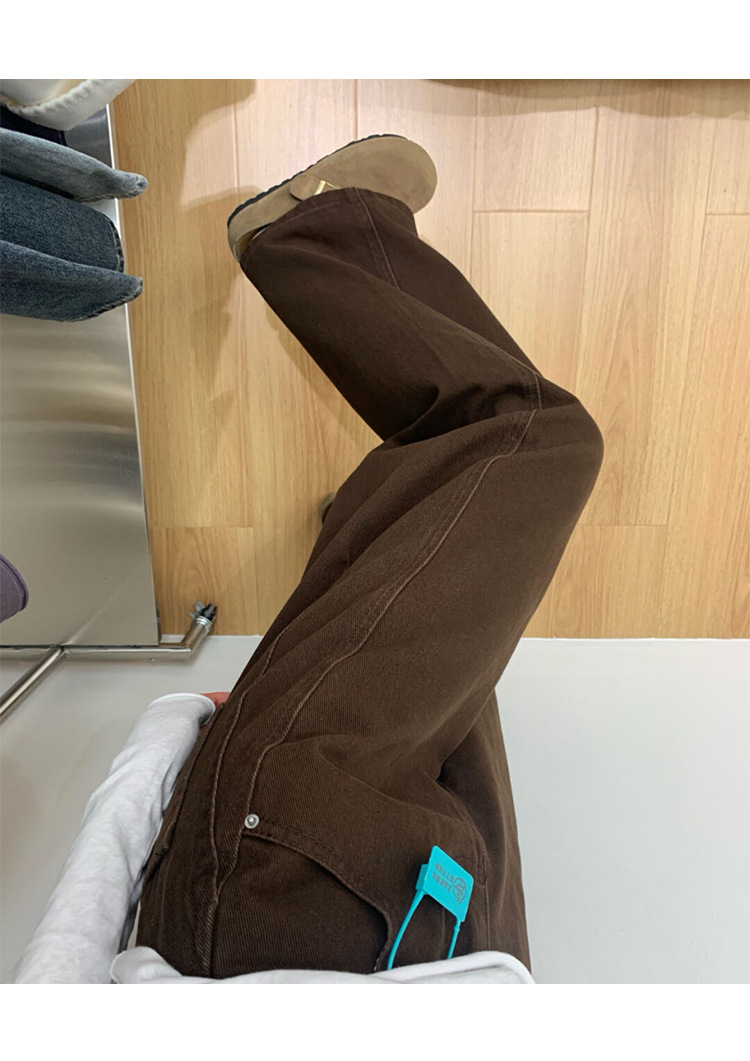 Women's Clothing Brown Maillard High-Waisted Wide Leg Jeans Curved Slimming Straight Leg Pants Loose Fit For Women Spring_ecoleips.com