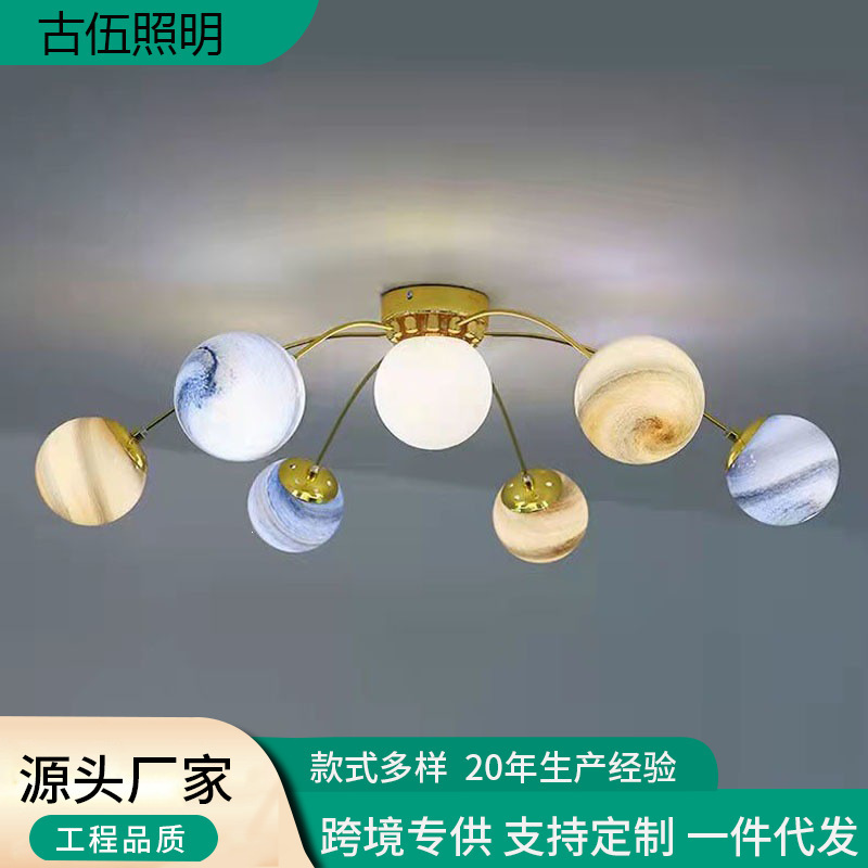 Cross-Border Bedroom Starry Sky Globe Chandelier Nordic Wandering Earth Chandelier Girl Princess Star Lamp Master Bedroom Lamp