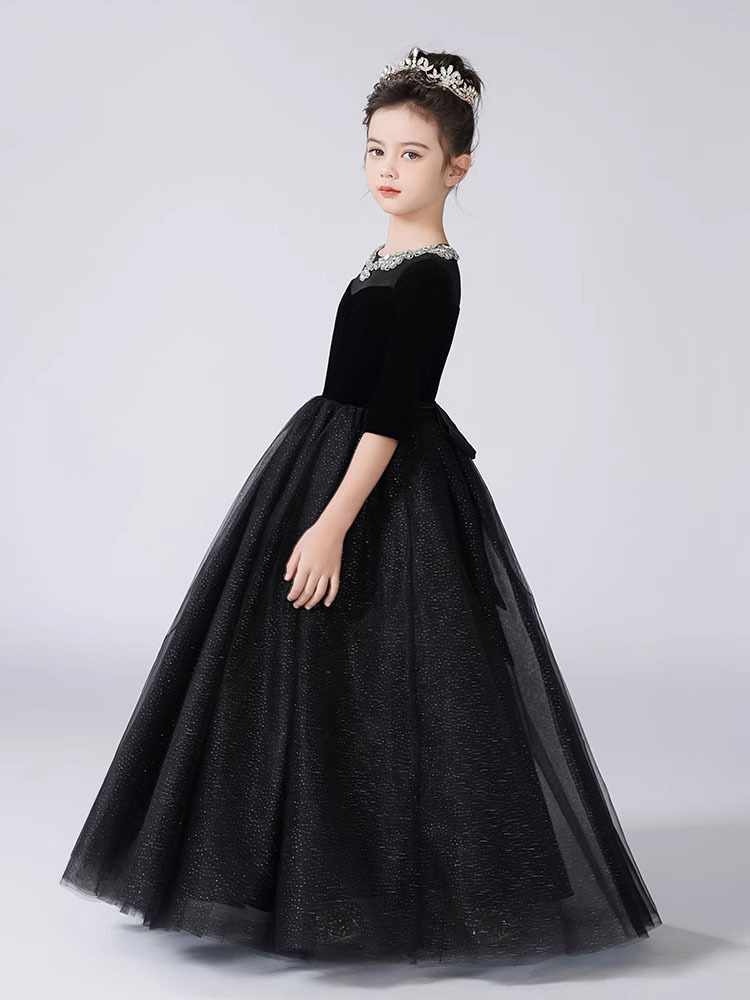 Children's Hepburn Style Princess Dress For Performance Events_voghion.com