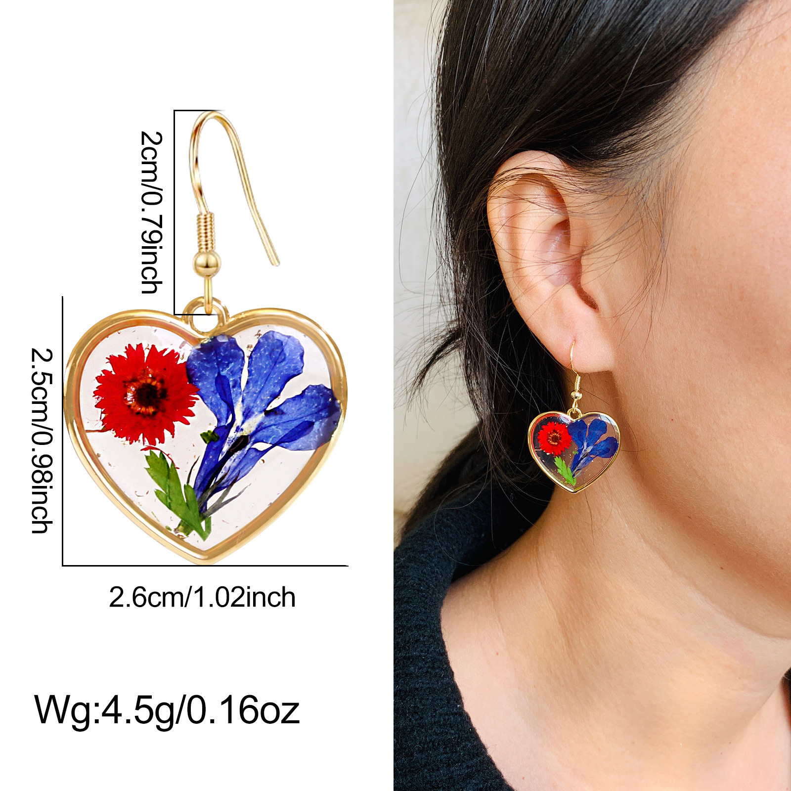 7g Weight 1 Pair Simple Style Classic Style Flower Epoxy Alloy Drop Earrings