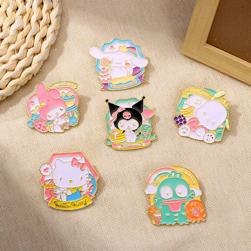 Broche de la serie Sanrio Coulomi Melody Yugui Dog Insignia de dibujos animados japoneses Ropa para niños Bolsos Accesorios