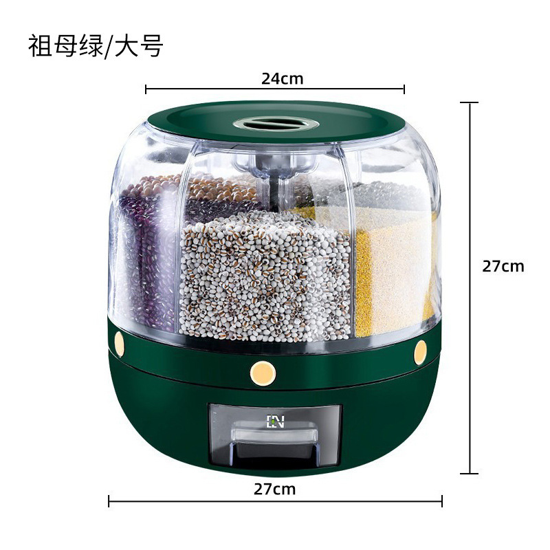 Barril de arroz rotatorio de grano de grano caja de almacenamiento de grano de grano casero a prueba de insectos a prueba de humedad sellado caja de almacenamiento de arroz cilindro de plástico