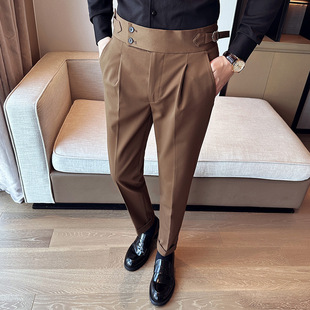Men's Slim-fit Pants Khaki Pants Business Casual Yuppie Men's Curry Color Dress Pants Dipper
