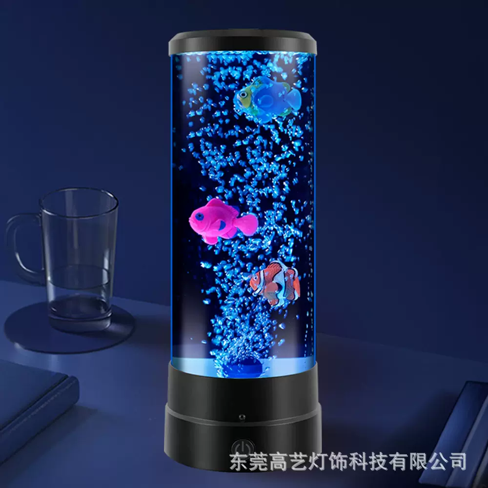 现货批发插电水母灯LED小夜灯创意礼品儿童房卧室泡泡鱼灯diy台灯