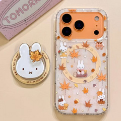 枫叶米菲兔苹果17promax秋天iphone16双层15磁吸14支架可爱手机壳