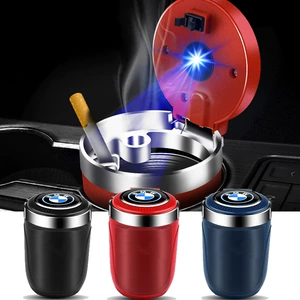 Car Ashtray Car Supplies Creative Stylish Multi-Functional Universal One-Click Opening Car Ashtray with Light in the Car