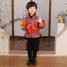 小男孩中国风冬季古风新品唐装浪花年服唐装汉服两件套新年拜年服
