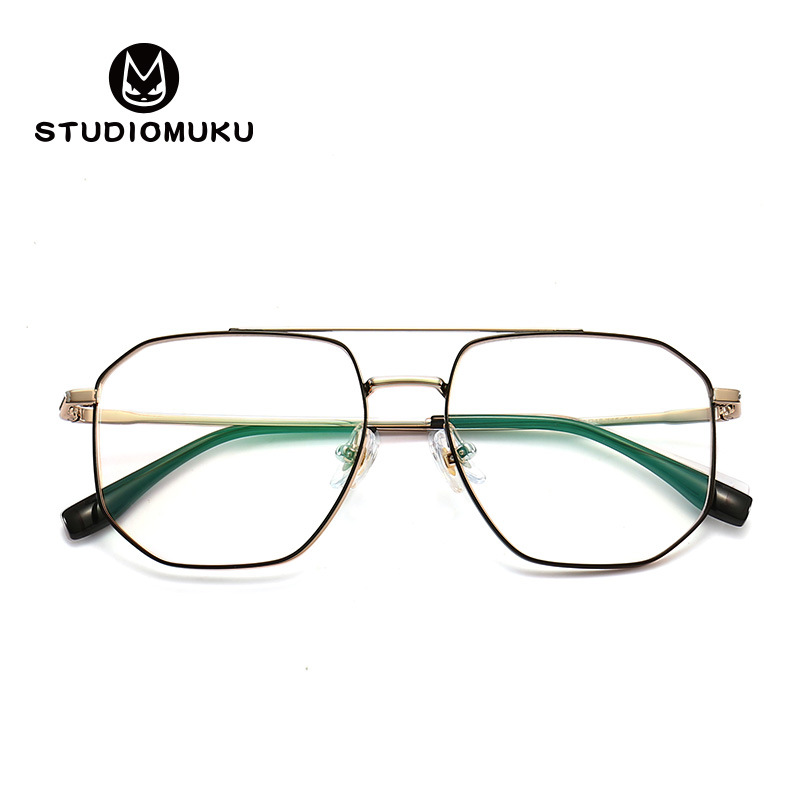 STUDIOMUKU gafas frescas de madera estructura exquisita y Marco de doble viga parcial moda negocio miopía gafas