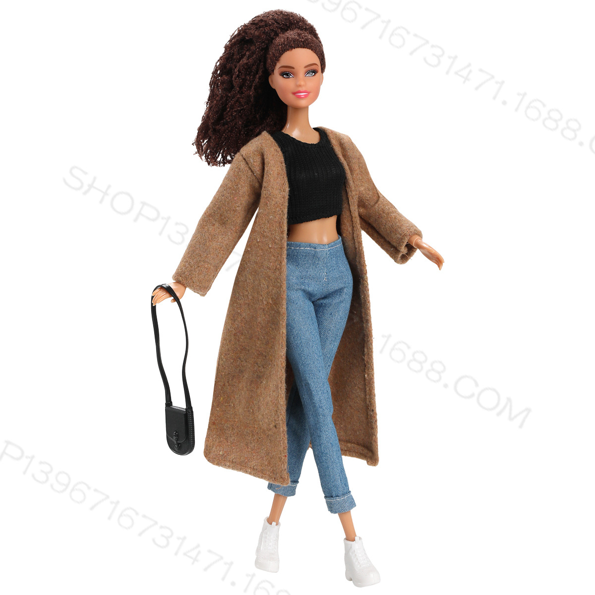 Foreign trade new 6 Barbie doll European and American style autumn and winter long sweater coat cardigan loose lazy coat