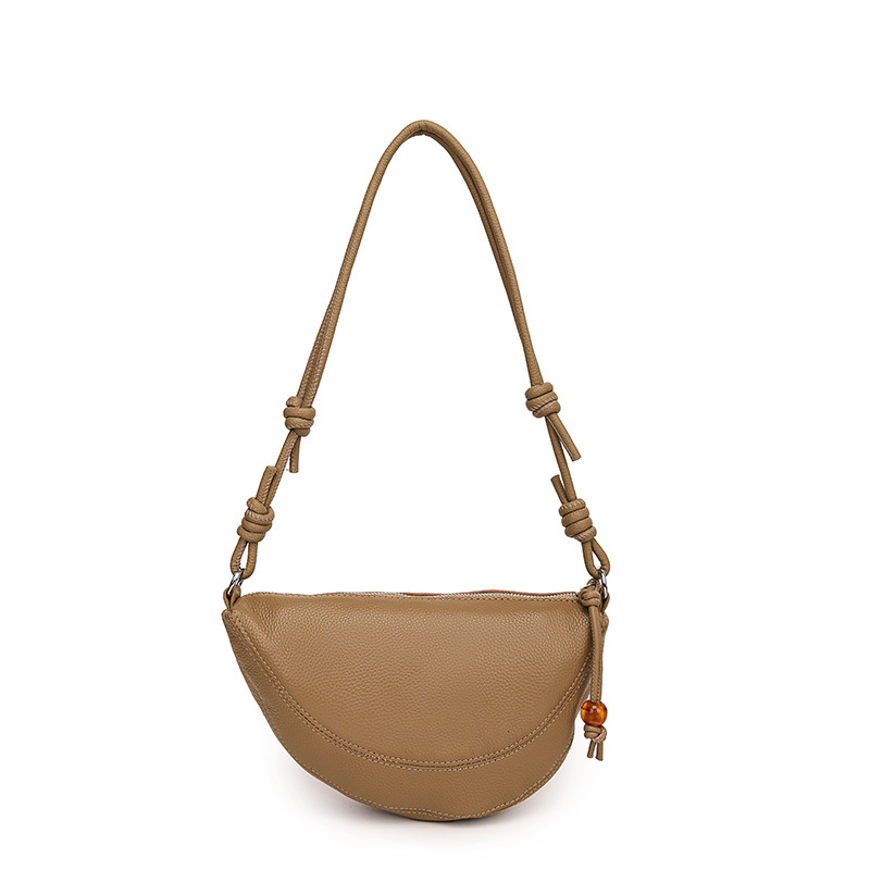 Fashion Genuine Leather Hobo Bag Crossbody Women's Bag Versatile Top Grain Cowhide Dumpling Bag Designer Luxury Shoulder Bag - Thumbnail 6