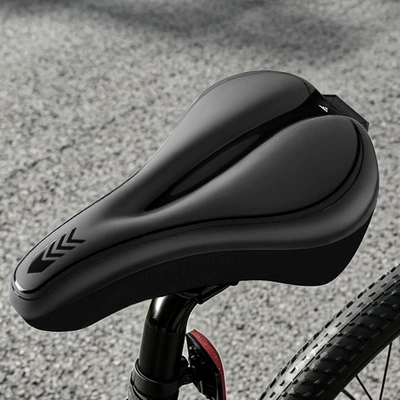 Bicycle Seat Cushion Cover, Mountain Bike Widened and Thickened Silicone Seat Cushion, Dynamic Bike Sponge Seat Cover, Universal Equipment Accessories (Seat cushion, seat cover) - liquid-silicone-black-fully-wrapped