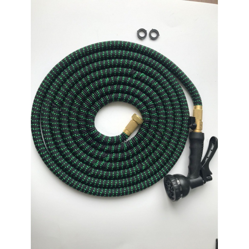 新款3倍花园水管浇花软管全铜高压水枪洗车伸缩水管家用黑绿双色