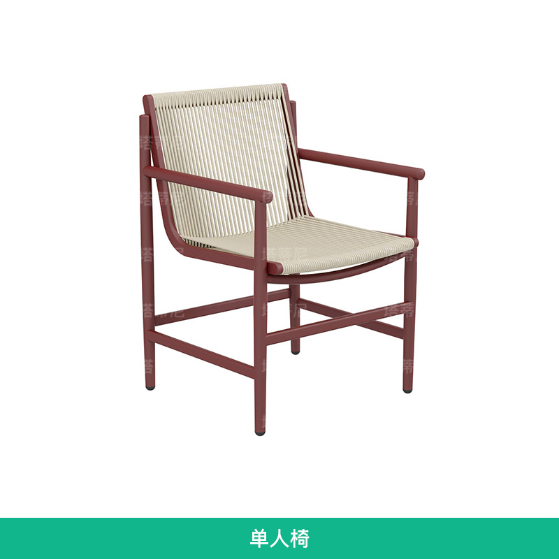 Ocio al aire libre mesa y silla de caña combinación patio villa balcón jardín impermeable solar restaurante al aire libre muebles de teca