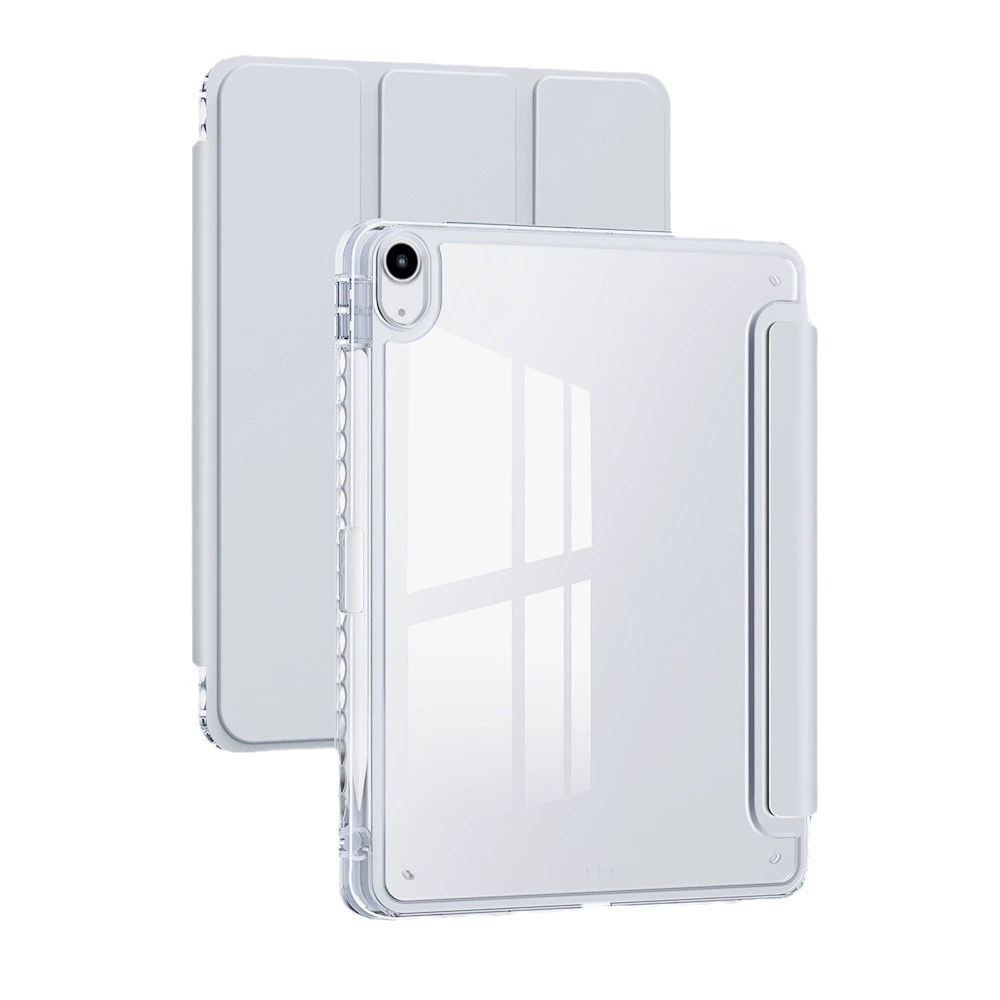 Подходит для iPadair 13 дюймов, защитный чехол. Прозрачный акриловый корпус с прорезью для ручки, тройной откидной чехол из кожи.