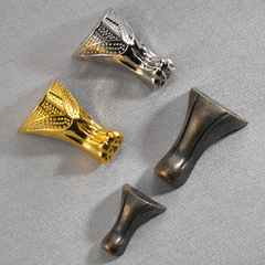 Nickel-plated, gold-look foot trim for decorative base corners—four-sided alloy foot protectors designed for wooden and brocade boxes