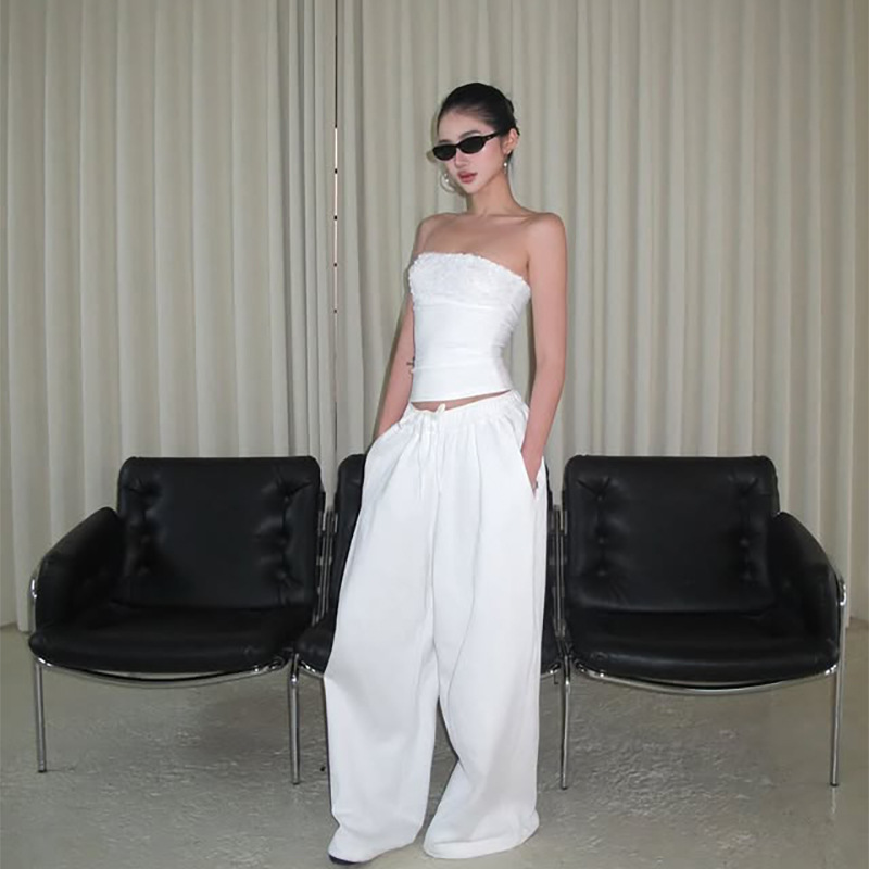 Women's Strapless Sequin Patchwork Top Slim Fit Off-shoulder White_voghion.com