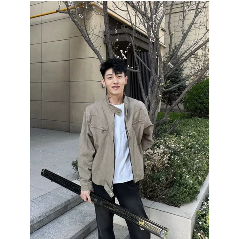 [小短 隋缘 同款  哈林顿帆布水洗做旧重磅夹克春季外套]