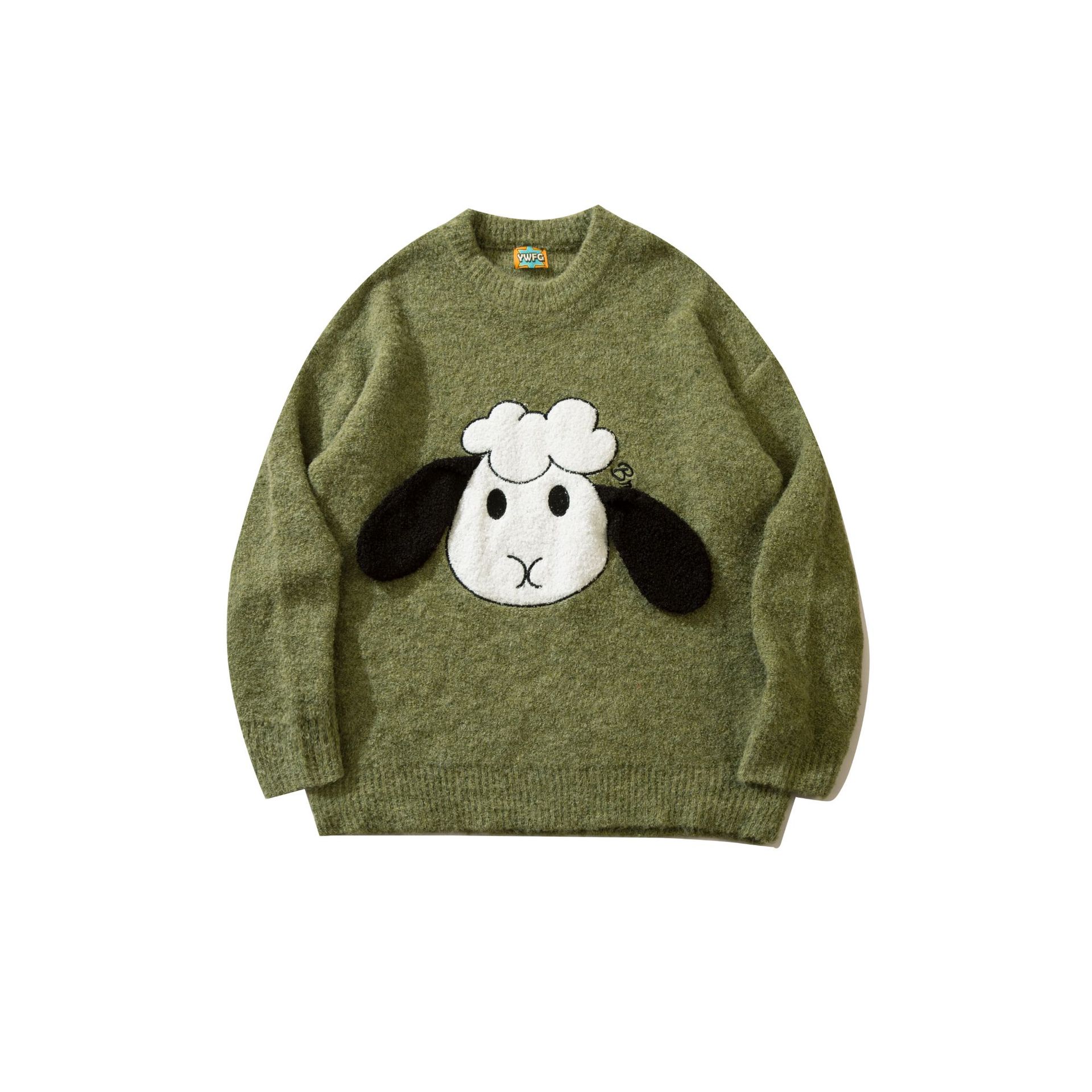 Embroidered Loose Knit Casual Round Neck 1