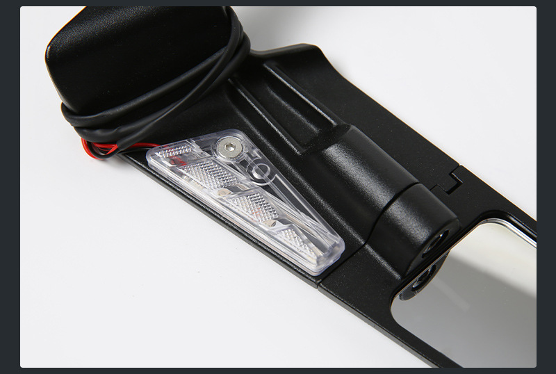 Motorcycle Modification Accessories Large Fixed Wing Black Shell Rearview Mirror with Light High-Definition Mirror Sports Car Reverse Mirror