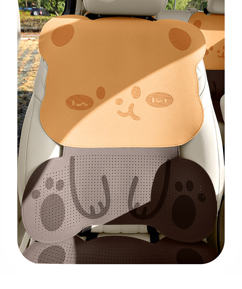 Suitable for Lexus cars, the suede seat covers feature a three-dimensional cartoon bear design, cute, comfortable, and breathable