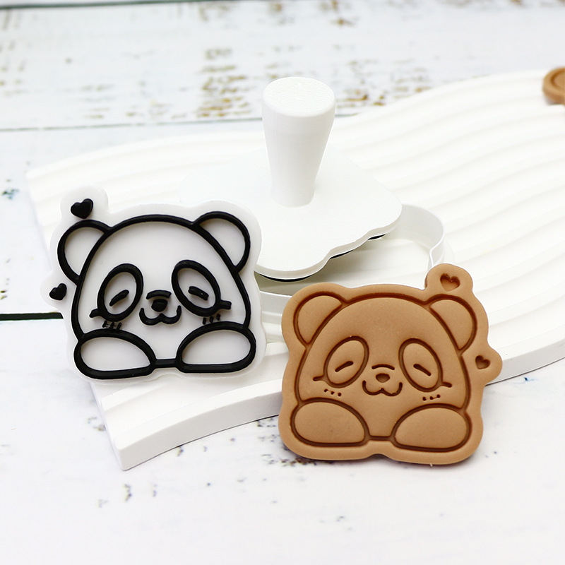 Molde de galletas para hornear con tema de panda Molde de fondant para hornear de fiesta Molde de fondant de bricolaje 3D Molde de corte de glaseado de prensa tridimensional