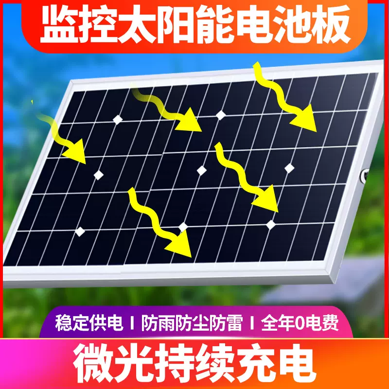太阳能版监控摄像头光伏板供电系统12V枪锂电池互补发放户外监控