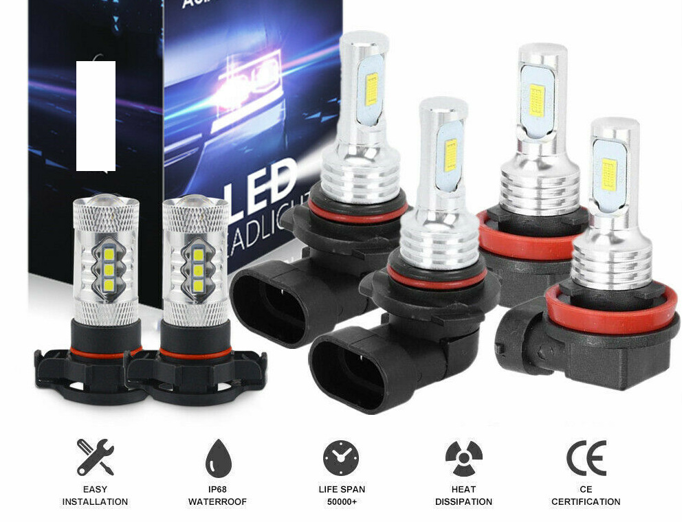 Ventas transfronterizas en caliente del conjunto de faro 9005 + H11 + 5202 lámpara de niebla de luz blanca hielo azul del automóvil faro de alto brillo