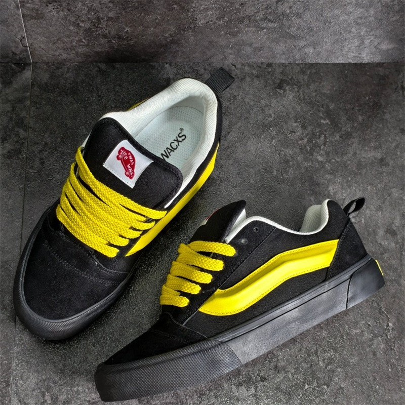 Knu Skool Cool Neon Futuristic Style Series Black and Yellow Casual Shoes for Men and Women, Chunky Sneakers Knu Skool Cool Neon Futuristic Style Series Black and Yellow Casual Shoes for Men and Women, Chunky Sneakers