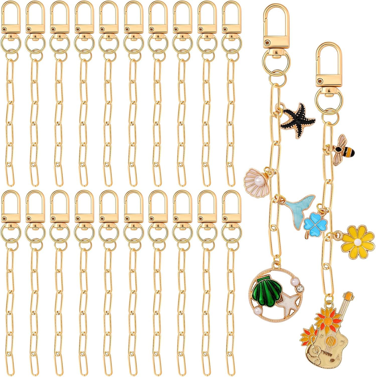 Cross-Border DIY Extension Chain Oil Drip Pendant Keychain Making Kit Hanging Metal Plated Clip with Key Ring New Chain