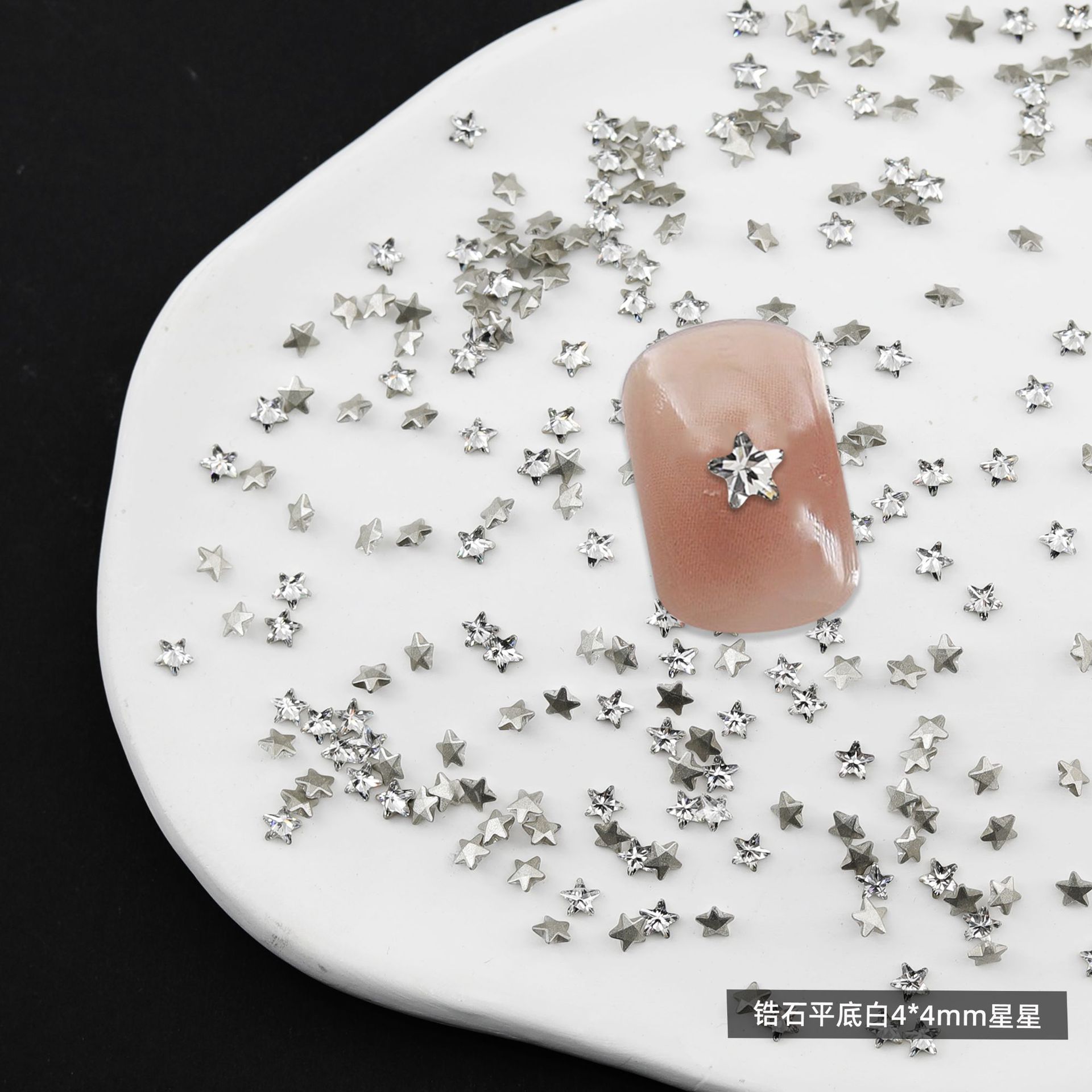 5A mini fondo plano, borde invertido, accesorios de uñas de circón, copo de nieve intermitente, ojos de caballo en forma de diamante, accesorios de uñas de diamantes de circón