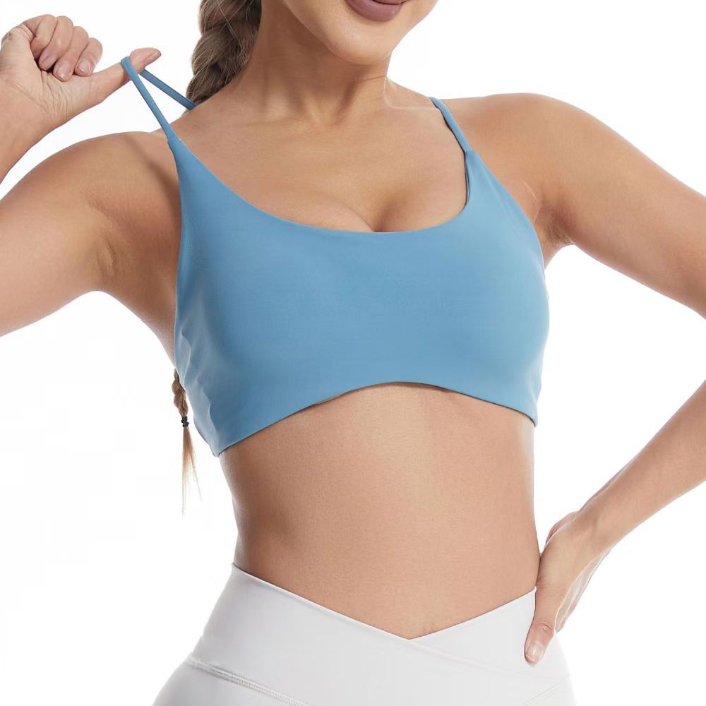 Nuevos sujetadores de yoga desnudos transfronterizos europeos y estadounidenses, ropa interior deportiva para correr, ropa de fitness para mujeres.