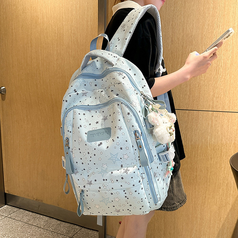 2025 New Style Fresh and Simple Schoolbag for Primary and Secondary School Students, Female College Students' Backpack, Forest Style Large Capacity Double Backpack