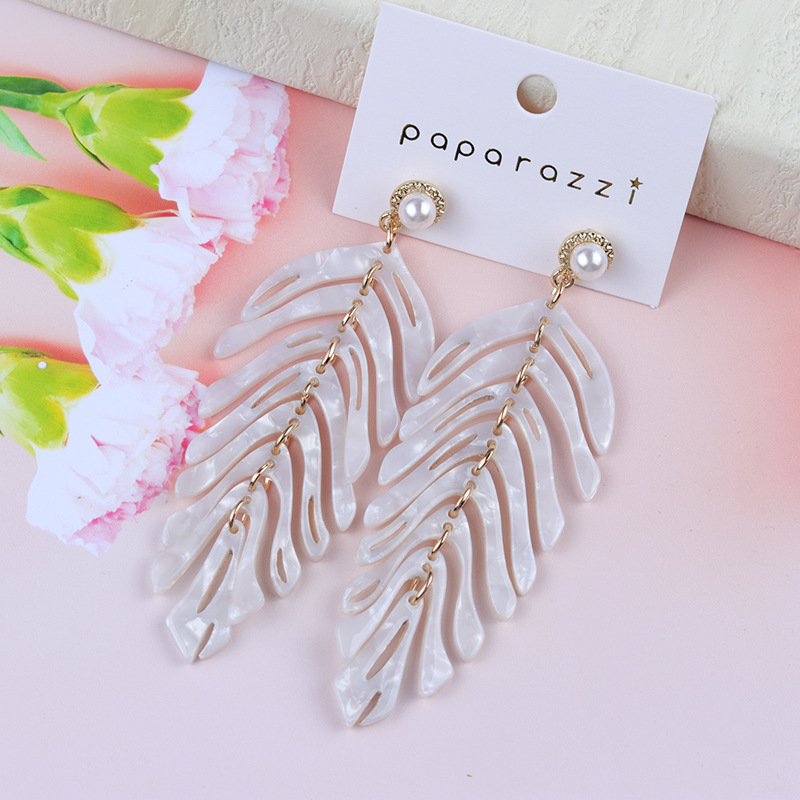 Fashion Leaves Arylic Tassel Womenu0027S Drop Earrings 1 Pair