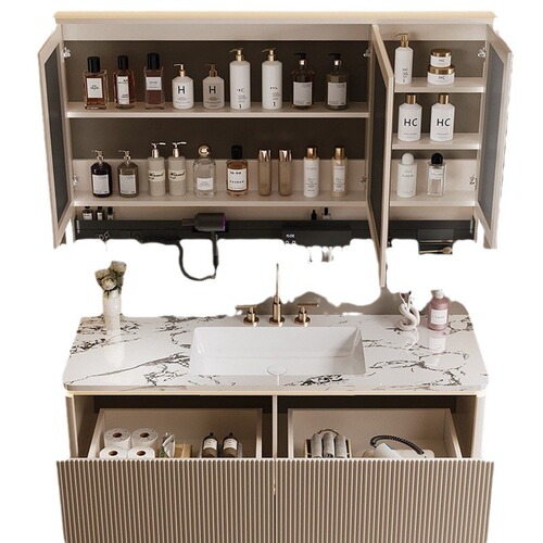 DuPont Corian integrated basin bathroom cabinet set smart hair dryer mirror cabinet hand wash basin pool washroom washstand