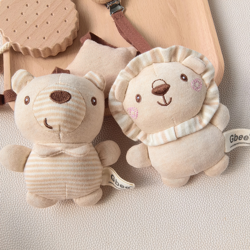 Gbee campana de cascabeles de algodón orgánico viento de madera recién nacido color algodón relajante torno colgante luna pequeña fábrica de juguetes para bebés