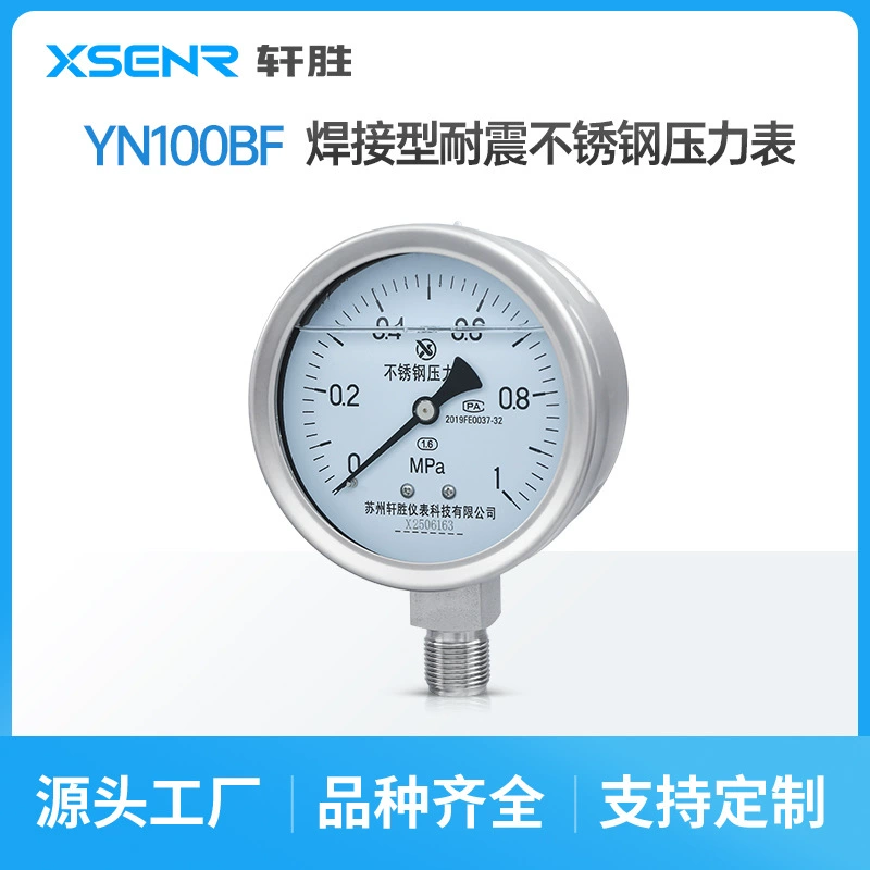 YNBF100(H) интегрированный сварочный микрокарта, антикоррозионный, устойчивый к высоким температурам, ударопрочный манометр из нержавеющей стали
