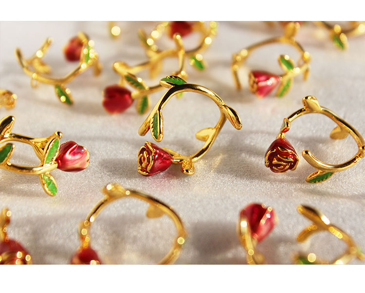 Retro Flower Brass Plating Open Ring 1 Piece