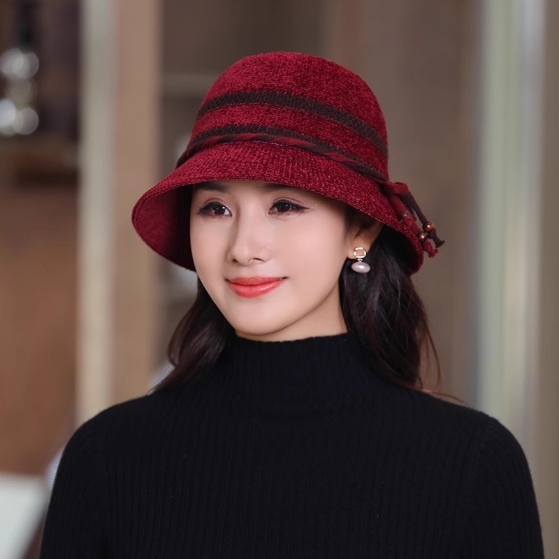 中老年人帽子女秋冬季防寒百搭优雅渔夫帽老太太奶奶时尚保暖盆帽|undefined