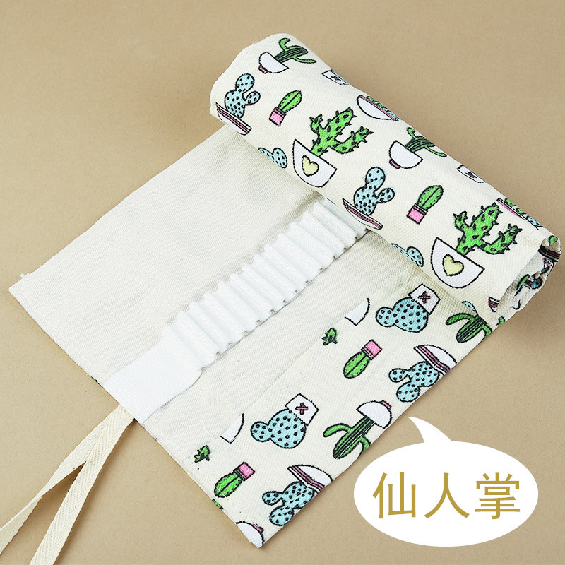 Weizhuang lienzo cortina de la pluma de 72 hoyos de gran capacidad lindo gato de dibujos animados hombres y mujeres lápiz caso lienzo boceto color plomo pintura bolsa de papelería