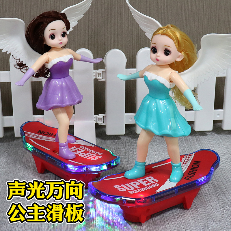Nuevos productos eléctricos pequeños patinetes princesa universal caminando música iluminación muñeca patineta coche de juguetes para niños
