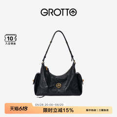 GROTTO 25年新作 トーストホーボーバッグ 植物タンニンなめし本革 通勤 脇下 ショルダー クロスボディ ソフトバッグ
