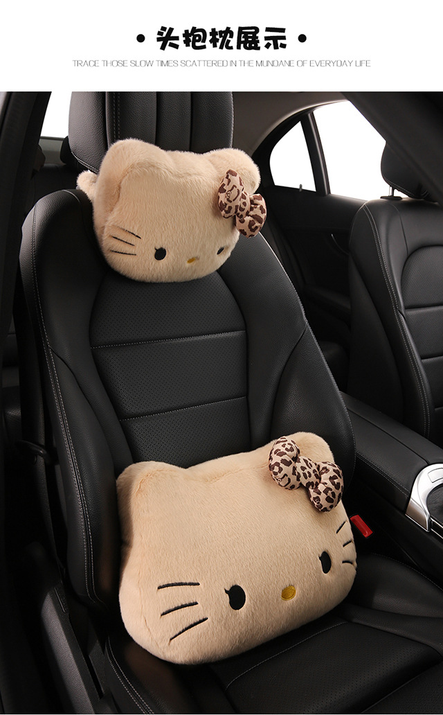 Car Headrest and Lumbar Support Cartoon Kt Cat Headrest Pillow, Car Headrest for All Seasons, Lumbar Pillow, Neck Pillow, Car Headrest