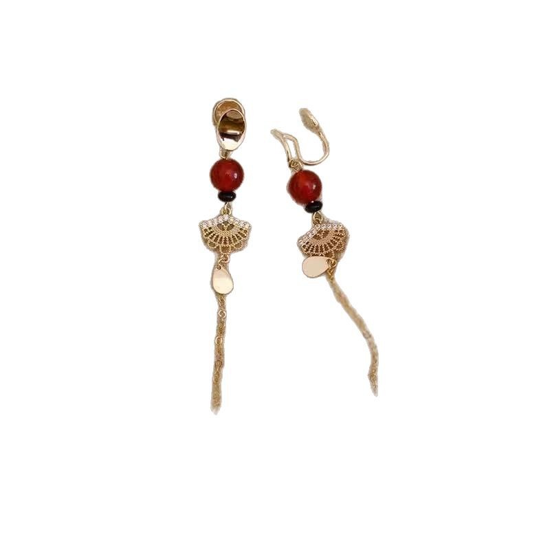 El precio especial de la marea nacional Fuqi Ruyi cerradura aretes de borda nuevo diseño original chino estilo nacional personalidad artesanal image 6