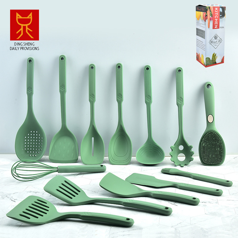 spatula integrated silicone kitchenware suit household high temperature resistant non-stick cooking spoon spatula kitchen spoon spatula spatula integrated silicone kitchenware suit household high temperature resistant non-stick cooking spoon spatula kitchen spoon spatula