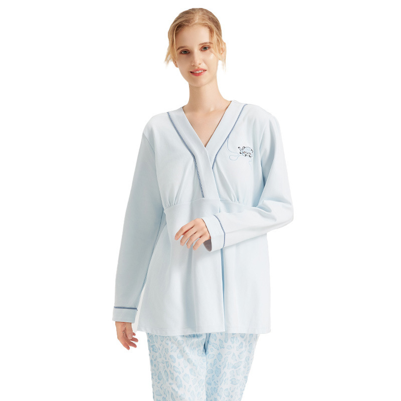 新款月子服带胸垫秋冬季套装产后孕妇装哺乳睡衣纯棉a类家居服|undefined